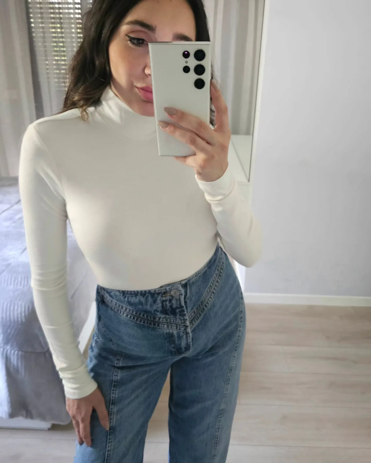 High Neck Long Sleeve Cotton Top