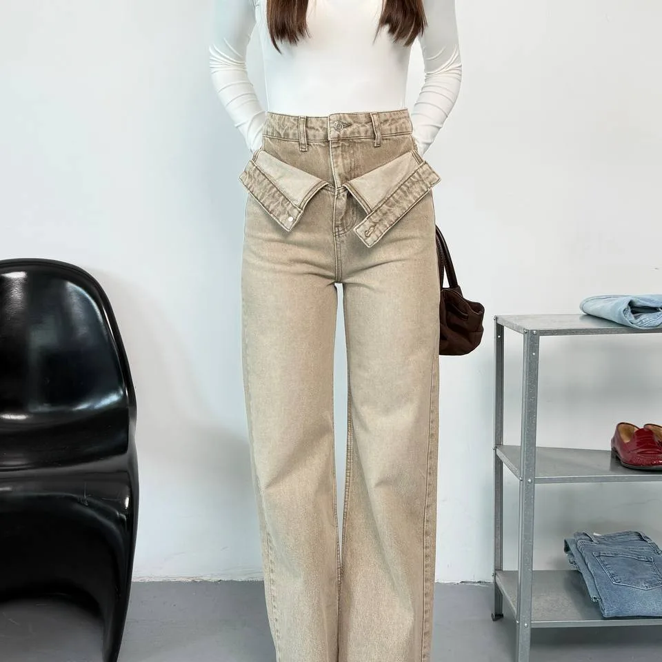 Wide Legs Double Waist Jeans view 5