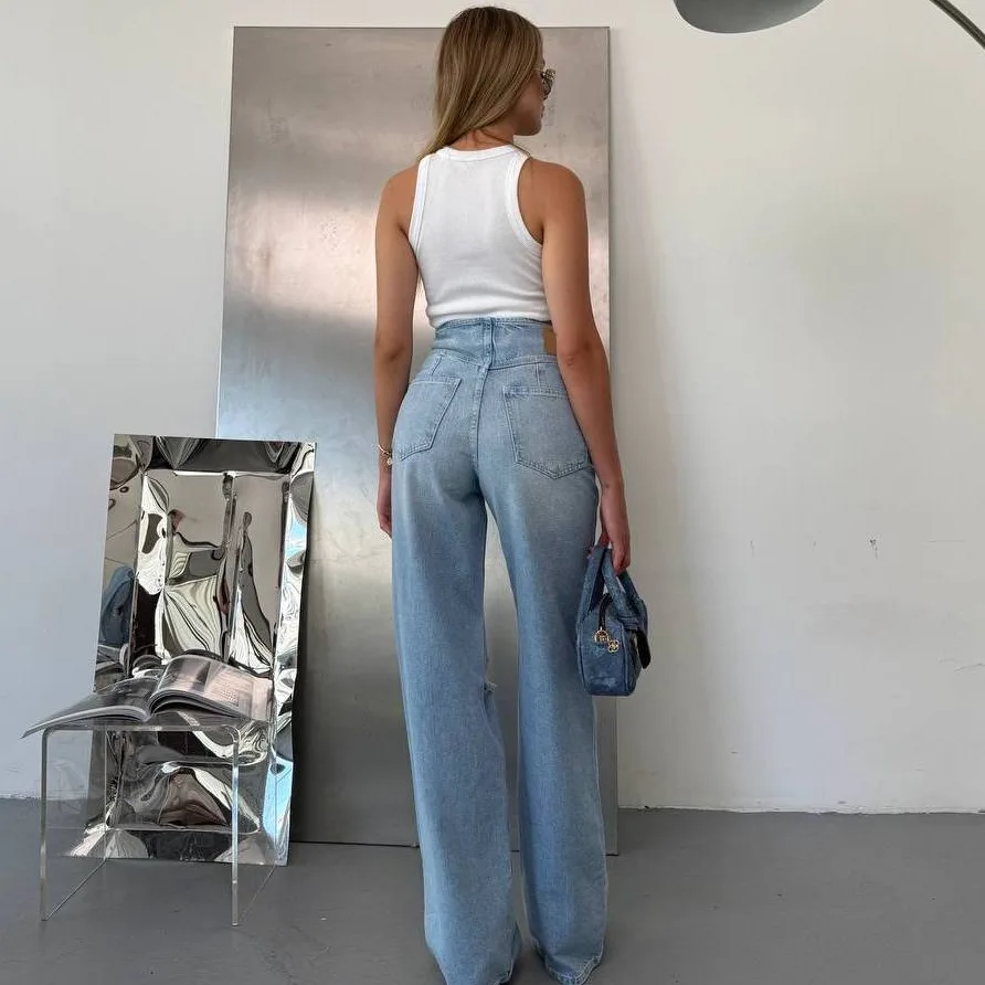 Wide Legs Ripped Jeans view 4