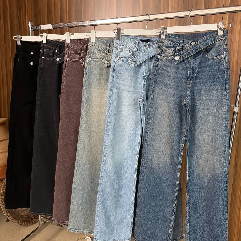 Crossover Waist Wide Legs Jeans view 11
