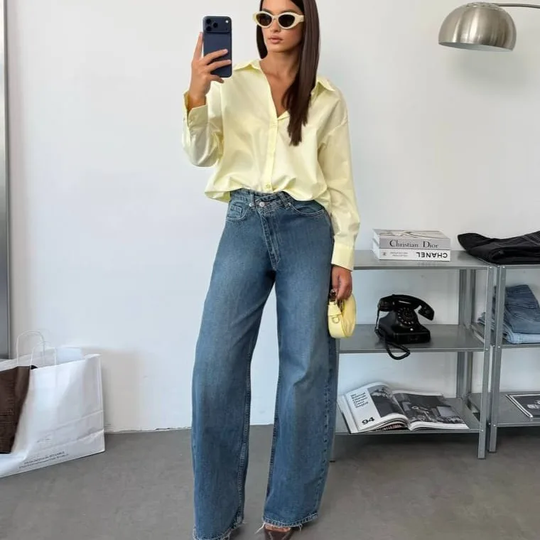 Asymmetrical Wide Legs Jeans