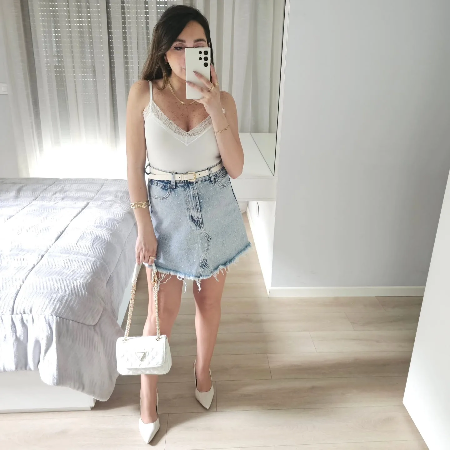 Glitter Jeans Skirt