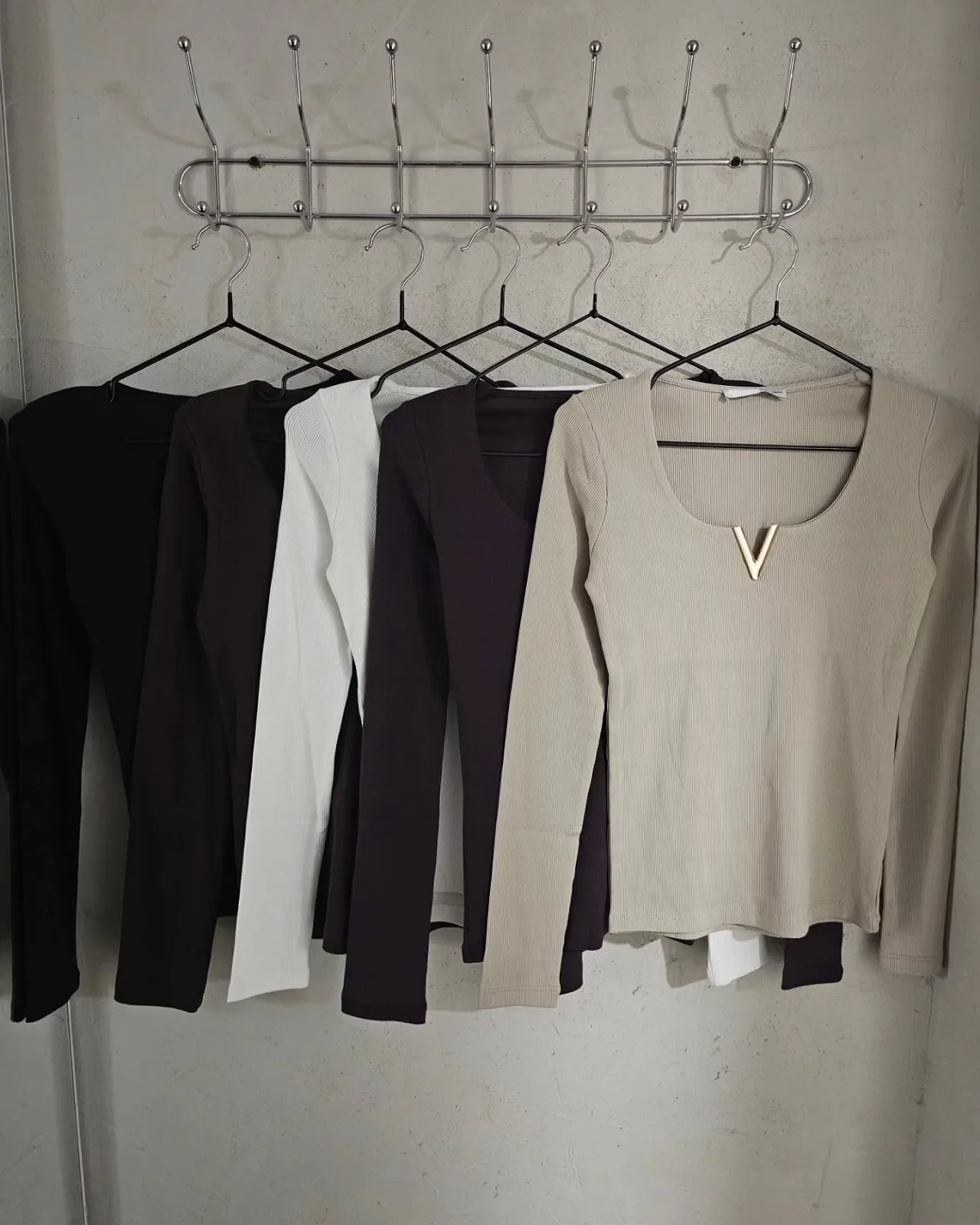Long Sleeve V Gold Top view 10