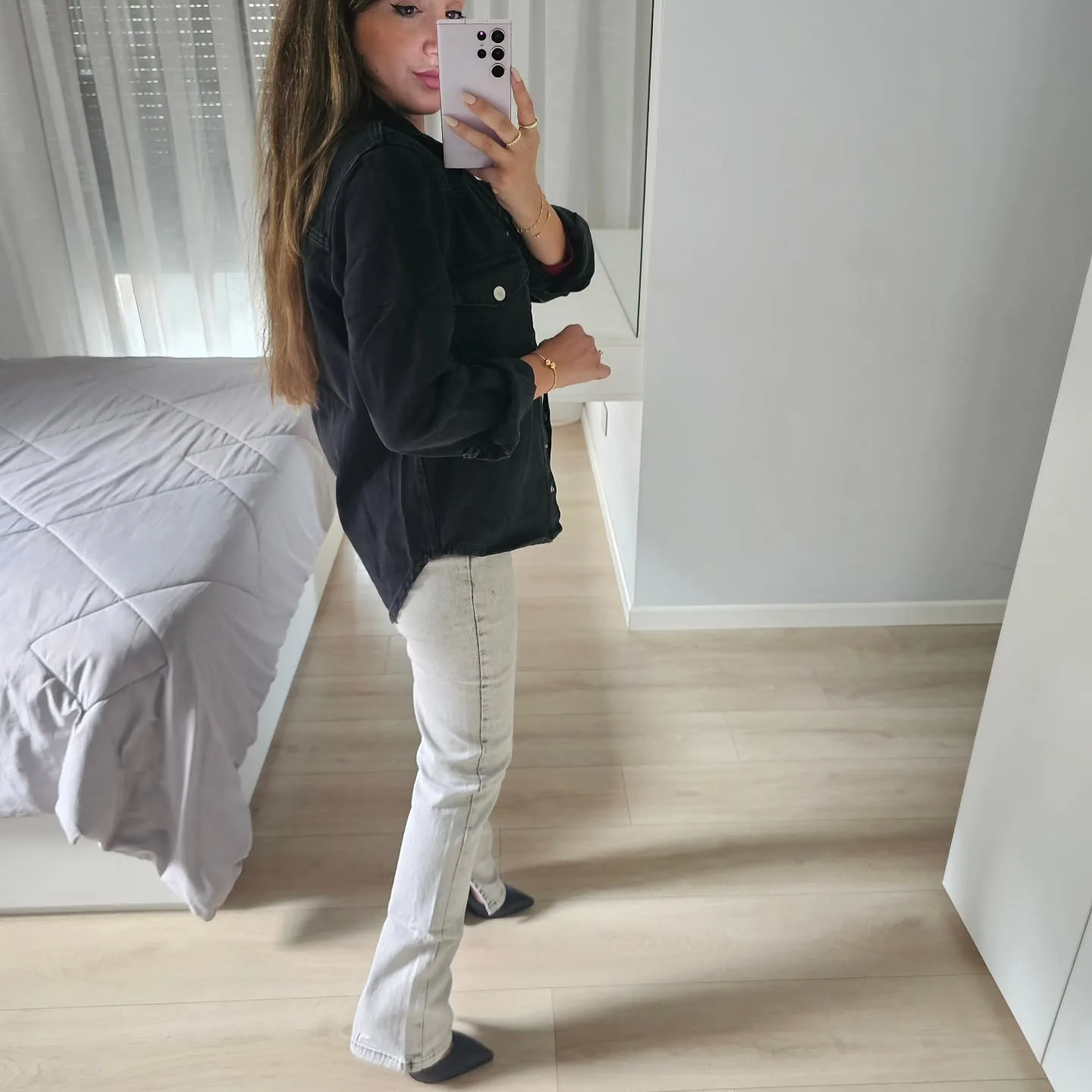 Long Black Jeans Jacket view 2