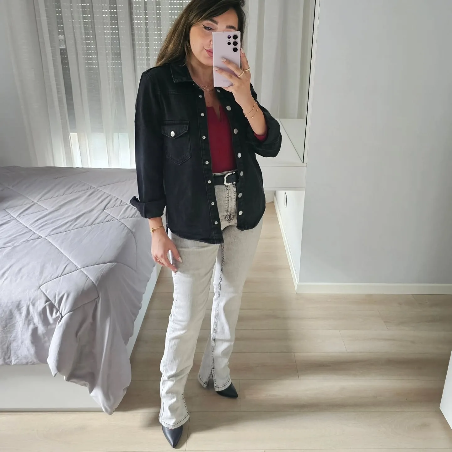 Long Black Jeans Jacket view 1