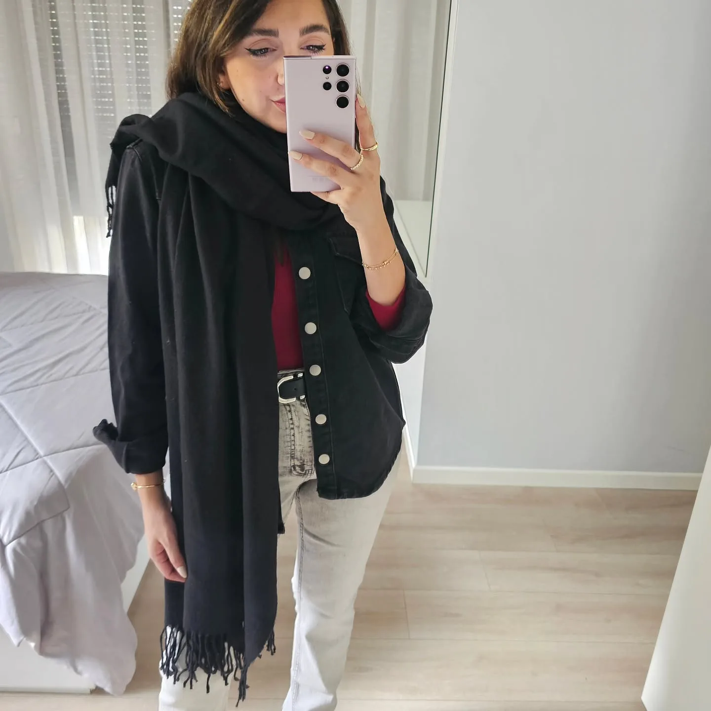 Long Black Jeans Jacket view 4