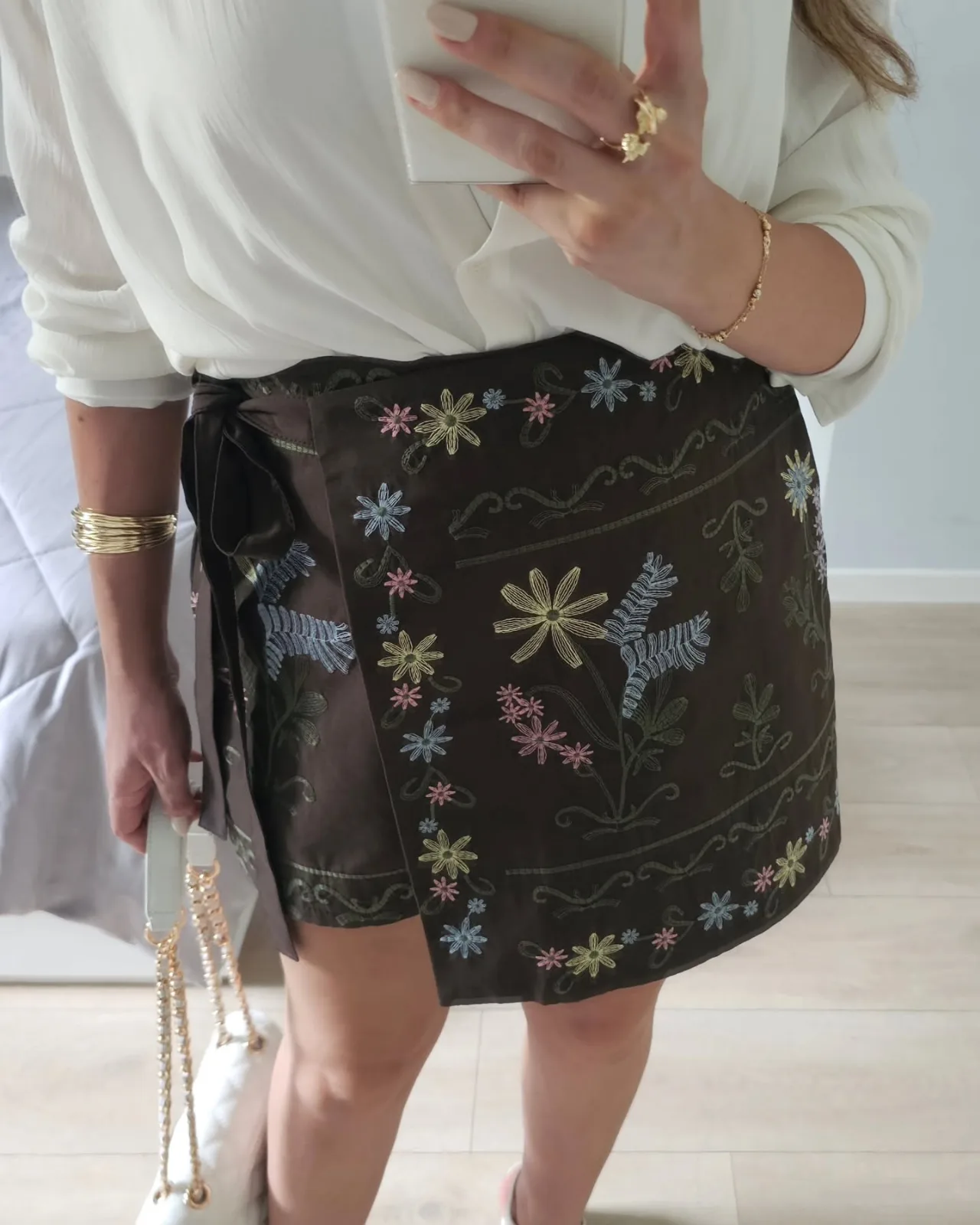 Embroidered Brown Skort view 2