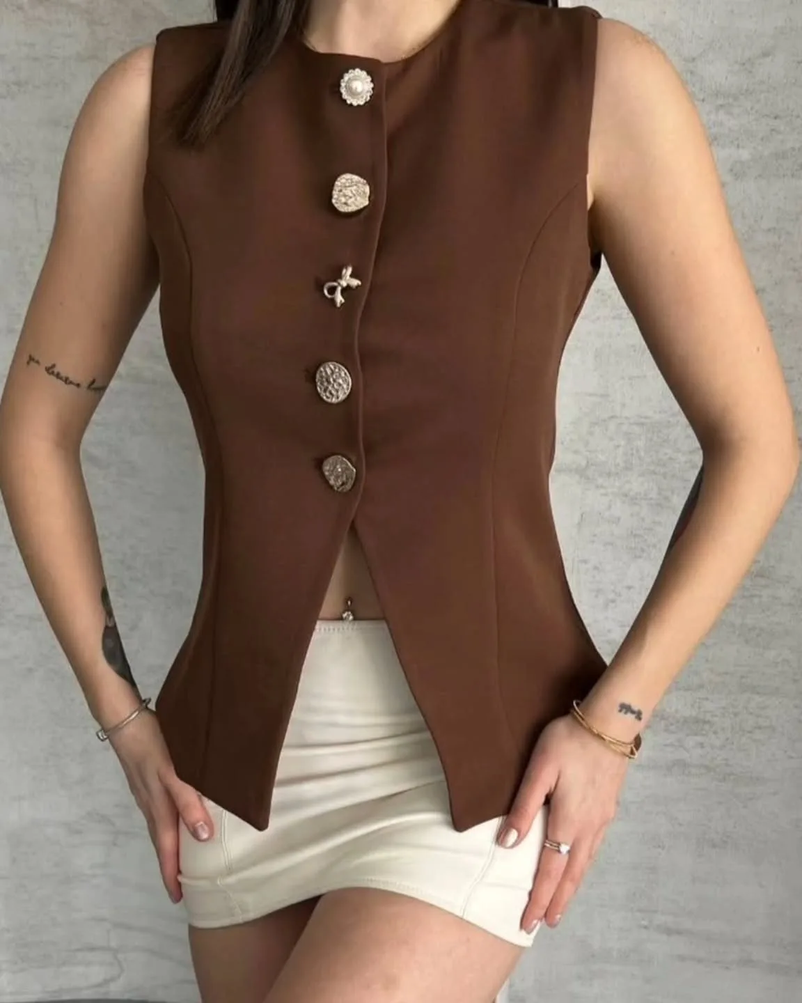 Gold Buttoned Vest view 4