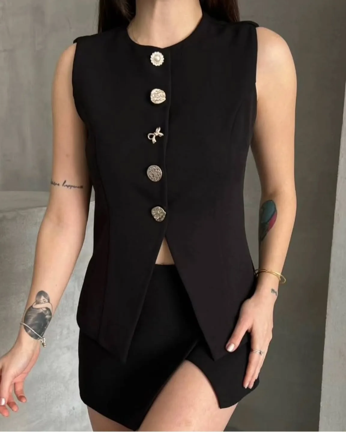 Gold Buttoned Vest view 3