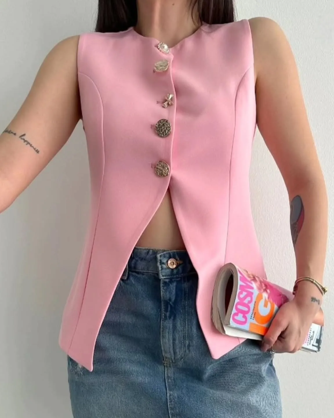 Gold Buttoned Vest view 5